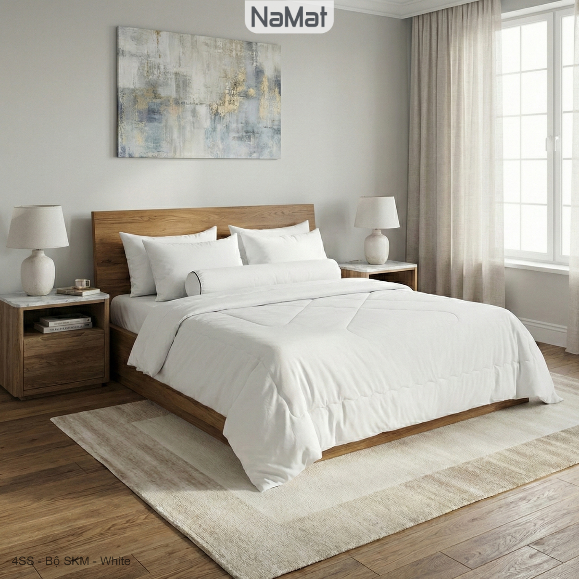 4SS - Bộ Chăn Ga Bọc Chần Hè Thu 4 Món - SKM