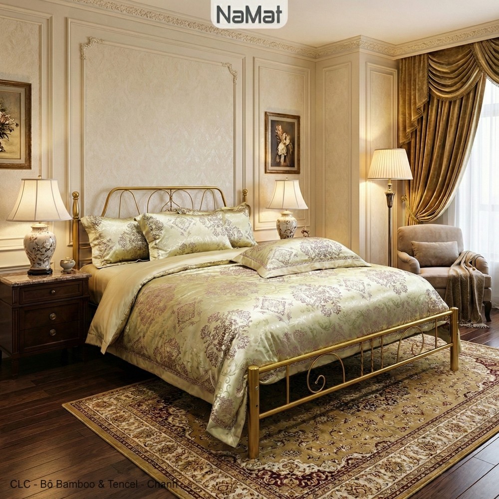 Bamboo & Tencel - Bộ Chăn Ga Bọc/Phủ Chần 4 Món Đa năng (4 mùa)  - CLC