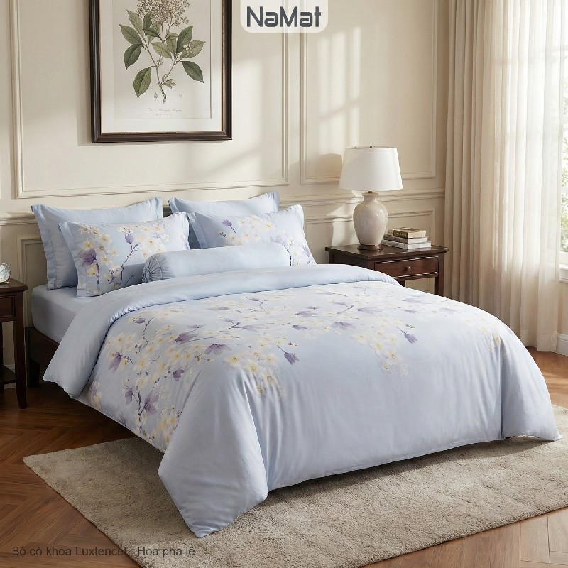 Luxtencel - Bộ Chăn Ga Bọc/Phủ Chần 4 Món Đa năng (4 mùa) - LLT