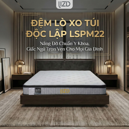 Đệm lò xo túi độc lập cao cấp, 11 lớp, bông tổng hợp - LSPM22