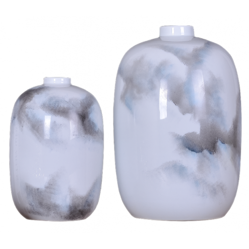 Lọ Hoa Trắng Ghi Bộ 2 Chiếc VH25 Lọ Hoa Trắng Ghi Bộ 2 Chiếc VH25