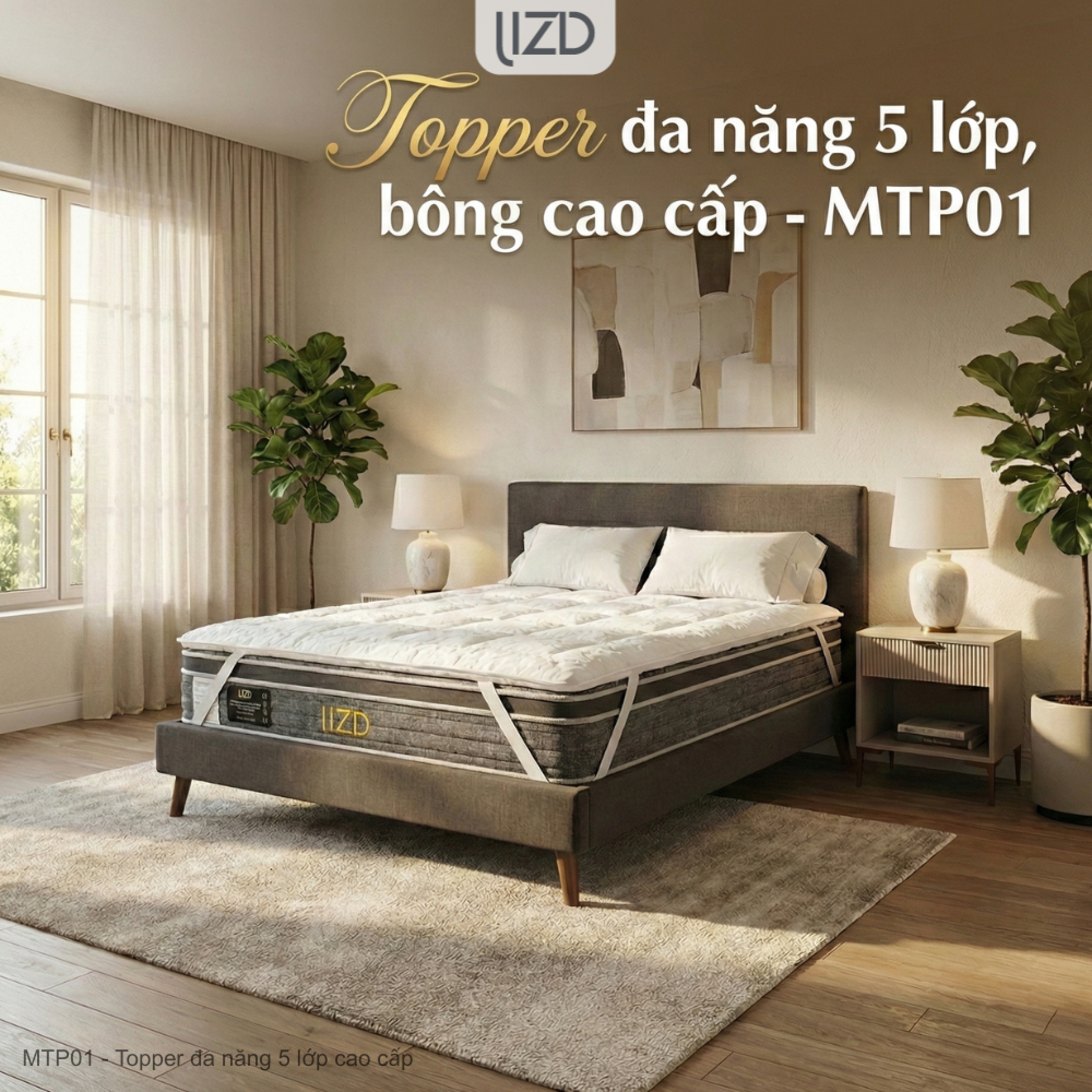 Topper đa năng 5 lớp, bông cao cấp - MTP01