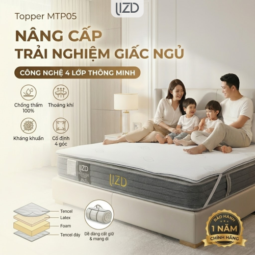Topper đa năng chống thấm cao cấp, cao su latex tự nhiên - MTP05