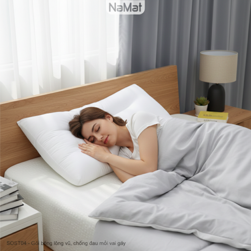 Gối bông lông vũ, chống đau mỏi vai gáy - SOST04 Gối bông lông vũ, chống đau mỏi vai gáy - SOST04